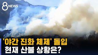 경남 합천 산불 야간 진화 체제 돌입…진화율 35% / SBS 8뉴스