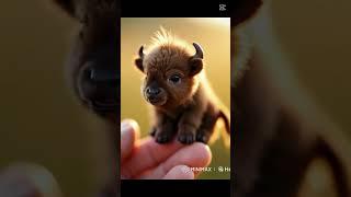 Ai generated Baby Bison #BabyBison #AdorableAnimals #TinyBison #FluffyBaby  #BisonLove #AIArt #FYP