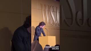 Timothée Chalamet presents to Martin Scorsese the WSJ innovator of the year award 2023 in film