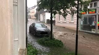 Essen Kettwig Ruhrstraße unter Wasser - 07.06.18 19.00