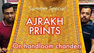 AJRAKH PRINTS ORIGINAL ON CHANDERI HANDLOOM | ADI INDIAN SILK HOUSE |