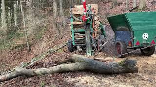 Holder ED2 Einachser - Der Wald ruft - Einsatz mit Seilwinde ,  13t Thor Holzspalter -  10 PS 2 Takt