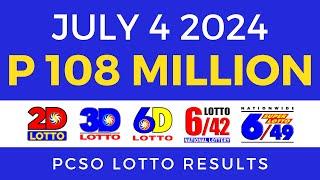 Lotto Result Today 9pm July 4 2024 | PCSO Complete