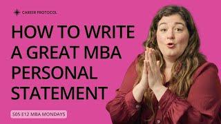 Writing a Great MBA Personal Statement