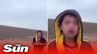 Crying migrant boy begs border patrol for aid after being abandoned in desert
