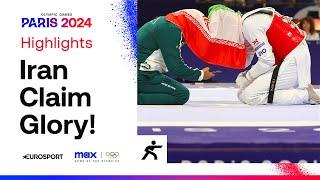 Arian Salimi of Iran beats Team GB's Caden Cunningham in the Taekwondo +80kg final  | #Paris2024