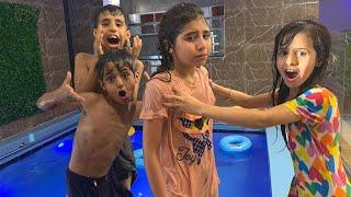عيال الحاره مقلبو حلا بالمسبح وطاحت على رجلها