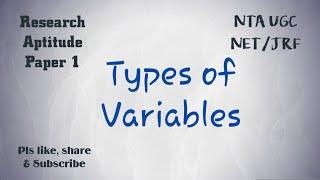 # Types of Variables # Research Aptitude # Paper 1 # NTA UGC NET/JRF