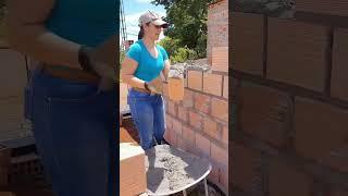 Impressive Brick Laying Work. Women in construction.  #shorts #womeninconstruction #women