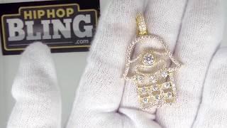 Hamsa CZ Outline Gold Bling Bling Pendant MBP1007G