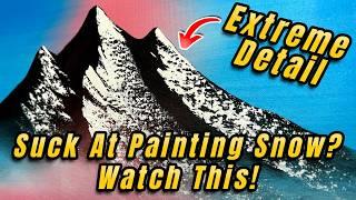 How To Paint Mountains Like Bob Ross - Extreme Close Up Snow Edition!