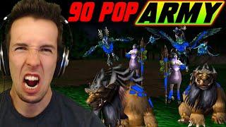 This army is MASSIVE! 90 pop army ALL-IN! - Rank 1 Night Elf Quest - Episode 6 - WC3