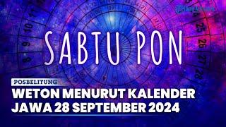 Cek Arti Kalender Jawa Hari Sabtu, 28 September 2024 untuk Tentukan Weton dan Hari Spesial