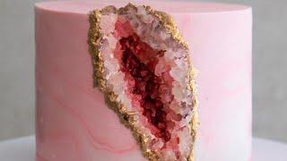 Pink Geode Cake Tutorial- Rosie's Dessert Spot