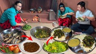 Nepali Village Cooking: Mustard Bud & Flower Recipe, Sidra Ko Achar with Corn Rice||Nepali Food