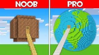 Minecraft Battle: STAIRS to the PLANET BUILD CHALLENGE - NOOB vs PRO vs HACKER vs GOD in Minecraft!