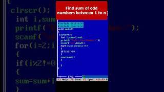 Find sum of odd numbers between 1 to n in C Program Part 57 | C Programming #cprogramming