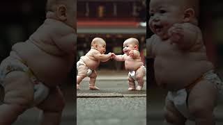 Twin Sumo babys  .#baby #sumo #babyfashion #cutebaby #funnybaby