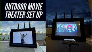 HOW TO SET UP YOUR BACKYARD OUTDOOR MOVIE NIGHT!!! (inflatable screen + projector)