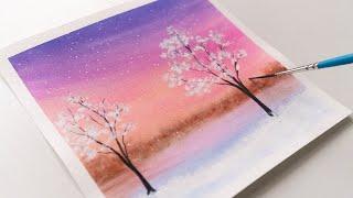 Winter Watercolor Landscape Painting Tutorial | Easy Watercolor Painting