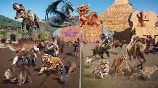 50 Prehistoric Animals VS 50 Desert Animals Race in Planet Zoo included Mammoth, Elephant, & Lion