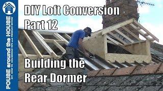 Loft conversion part 12 - Build the rear dormer. Pitched roof dormer construction & Velux frame.