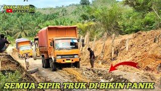 Nasip Apes Truk Fuso Oren Bikin Semua Sopir Truk Kewalahan