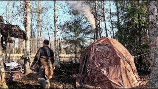 С ПАЛАТКОЙ НА ОСТРОВЕ. ВЕСЕННЯЯ ИСТОРИЯ. ЖИВУ НА ТАЁЖНОЙ РЕКЕ. ДОБЫЛ УТКУ. ОХОТА НА СЕЛЕЗНЯ