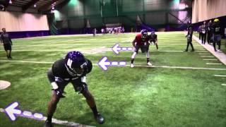 Northwestern Wildcats shuffle, pedal, angle break drill: Defensive backs