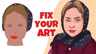 Fix Art Student - How to make Portrait - Vector art