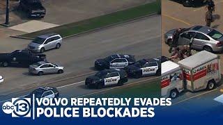 POLICE CHASE: Woman in Volvo repeatedly escapes police blockades