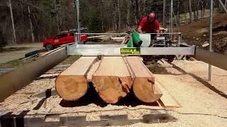 Cutting three logs into barn boards with the Lucas Mill