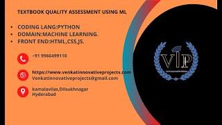 Textbook Quality Assessment using Machine Learning || VIP || HYD || IEEE || APPS || PROJECTS