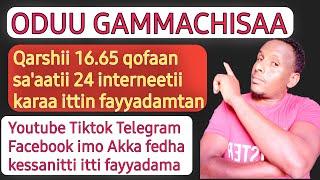 ODUU GAMMACHISAA: Sa'aatii 24 Qarshii 16.65 Qofaan Interneetii Karaa itti fayyadamtan youtube tiktok