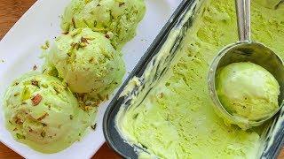 Pista Ice Cream Recipe | Homemade Pistachio Ice Cream | Eggless | No Machine