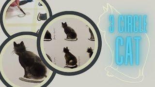 Painting cats: easy 3 circle method + soft furry edges | Watercolour