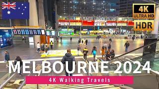 【4K HDR】Melbourne Night Walking - Southern Cross to Flinders street station, June 2024