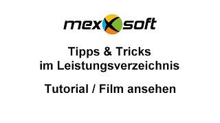 mexXsoft X2 - Handwerkersoftware - Tipps und Tricks im Leistungsverzeichnis