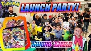 BEST NEW POKEMON CARDS BOOSTER BOX BATTLE! BIGGEST SWORD AND SHIELD LAUNCH PARTY AT PSYCHO TURTLE!