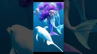 Amazing Purple & White Haired Mermaids: Underwater Beauty! ‍️   #mermaid