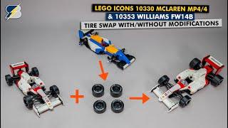 LEGO Icons 10330 McLaren MP4/4 wheel upgrade with parts from 10353 Williams Racing FW14B