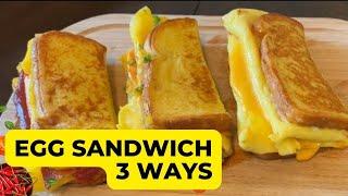 Egg Toast | One Pan Egg Toast - Three Ways | Korean Style French Toast Omelette | Egg Sandwich