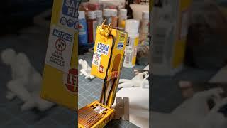 EP1233 Made a 1/24 scale Bucket lift from scratch balsa wood, paper, plastic for model car garage