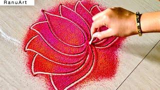 Simple peacock rangoli designs with coloursunique peacock rangoli designsRanu Art