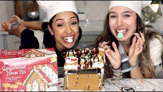 GINGERBREAD HOUSE WITH NO HANDS CHALLENGE!!