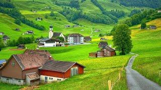 Switzerland countryside - Relaxing rainy walk in most beautiful Swiss villages - rain ambience