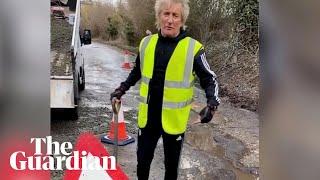 Rod Stewart fills potholes outside his Essex estate: ‘My Ferrari can’t go through’