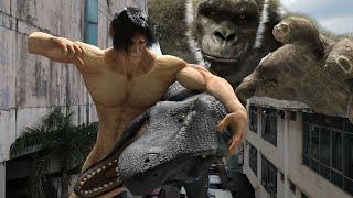 Attack on titan Eren vs Tyrannosaurus Rex and King Kong