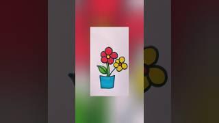 How to draw Flowers  | Flower pot drawing #shorts #skyart #easydrawing