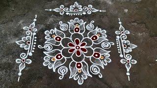 simple and easy festival lotus kolam Friday rangoli 3*2dots Anu'sworld small beautiful rangoli